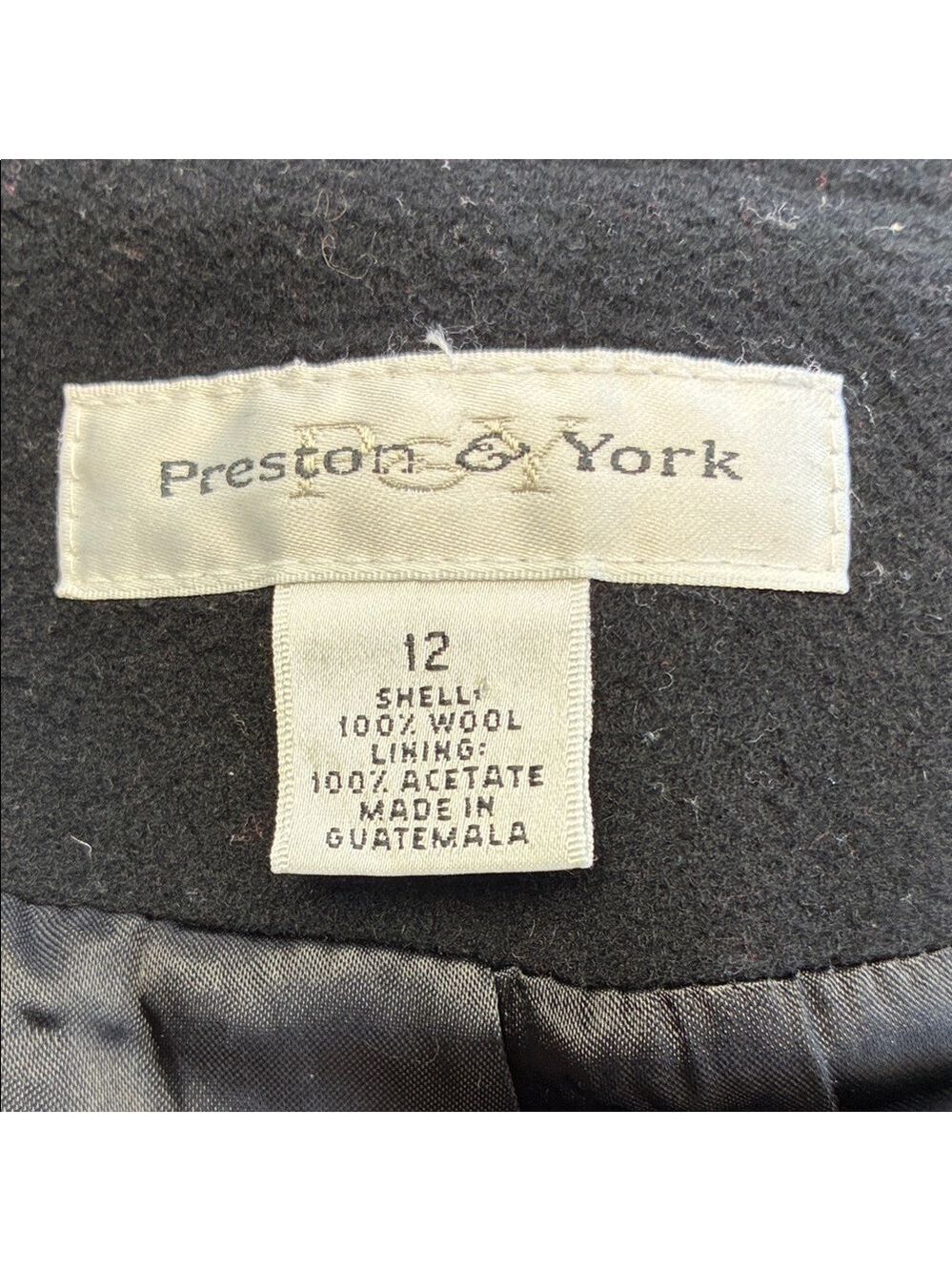 Preston & York Wool Maxi Coat Black 4 Button Collar Pockets Overcoat Classic 12 - Picture 7 of 9